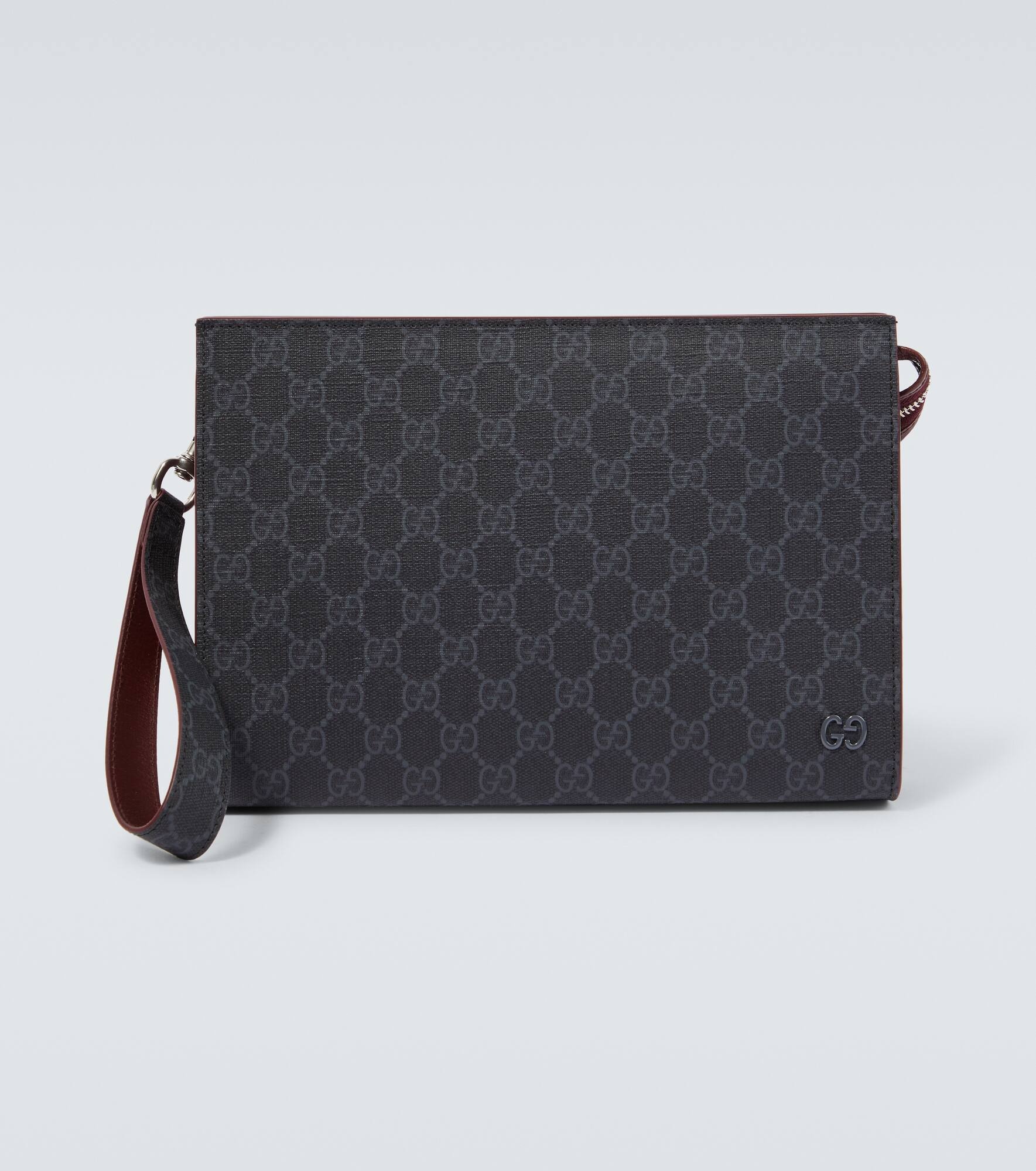 GG canvas leather-trimmed pouch - 1