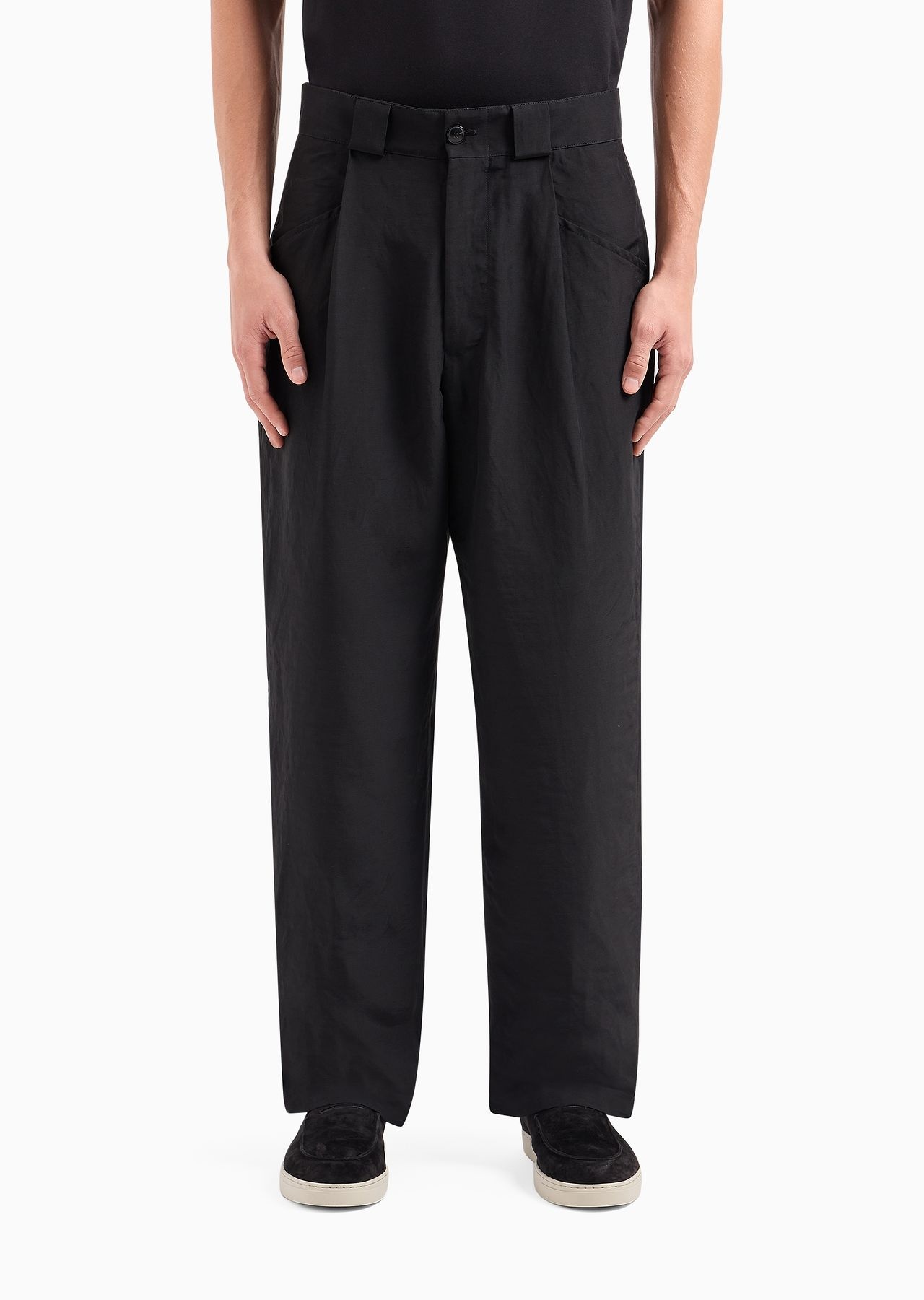Viscose and linen canvas single-darted trousers - 2