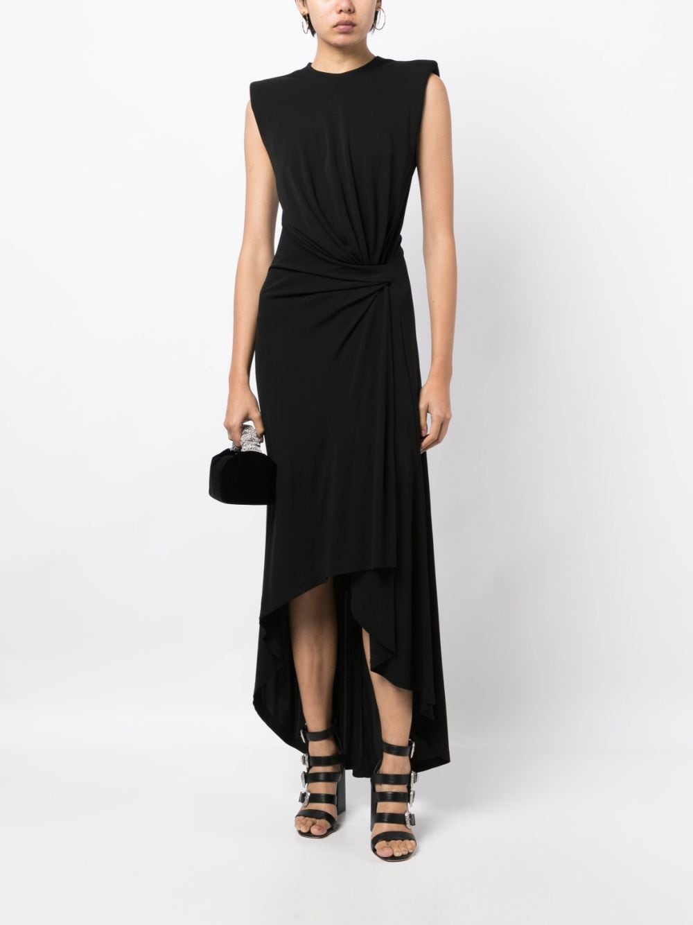 shoulder-pads sleeveless midi dress - 2