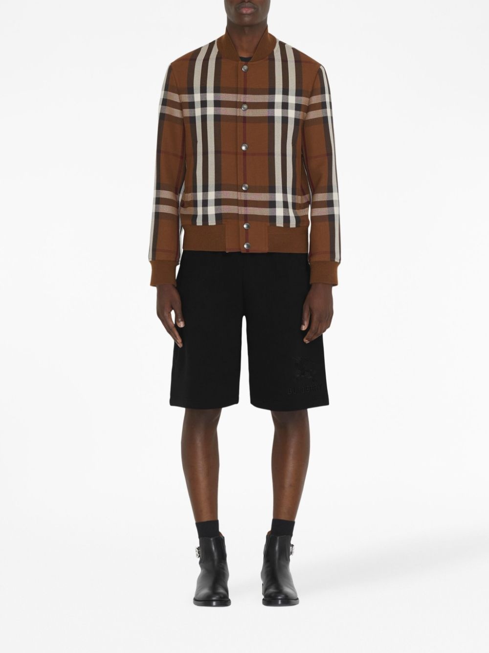 checked wool-blend bomber jacket - 2