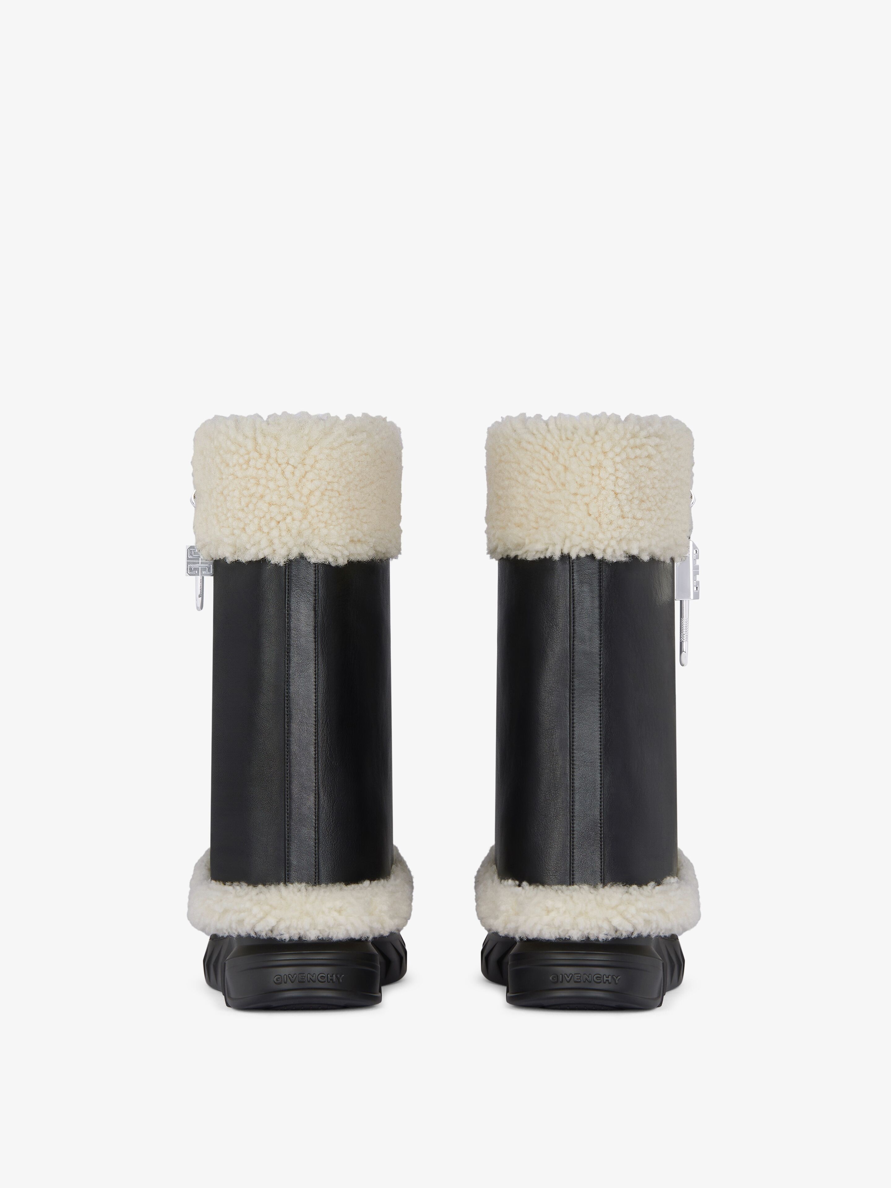 SHARK LOCK BIKER ANKLE BOOTS IN LEATHER AND SHEARLING - 6