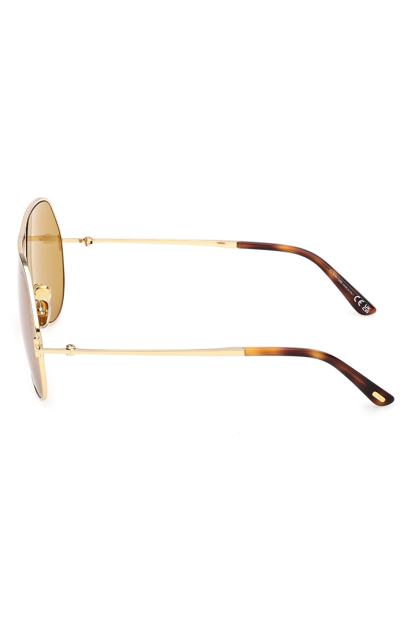 TOM FORD Rickie 63mm Oversize Navigator Sunglasses in Shiny Gold Havana /Vicuna at Nordstrom - 7