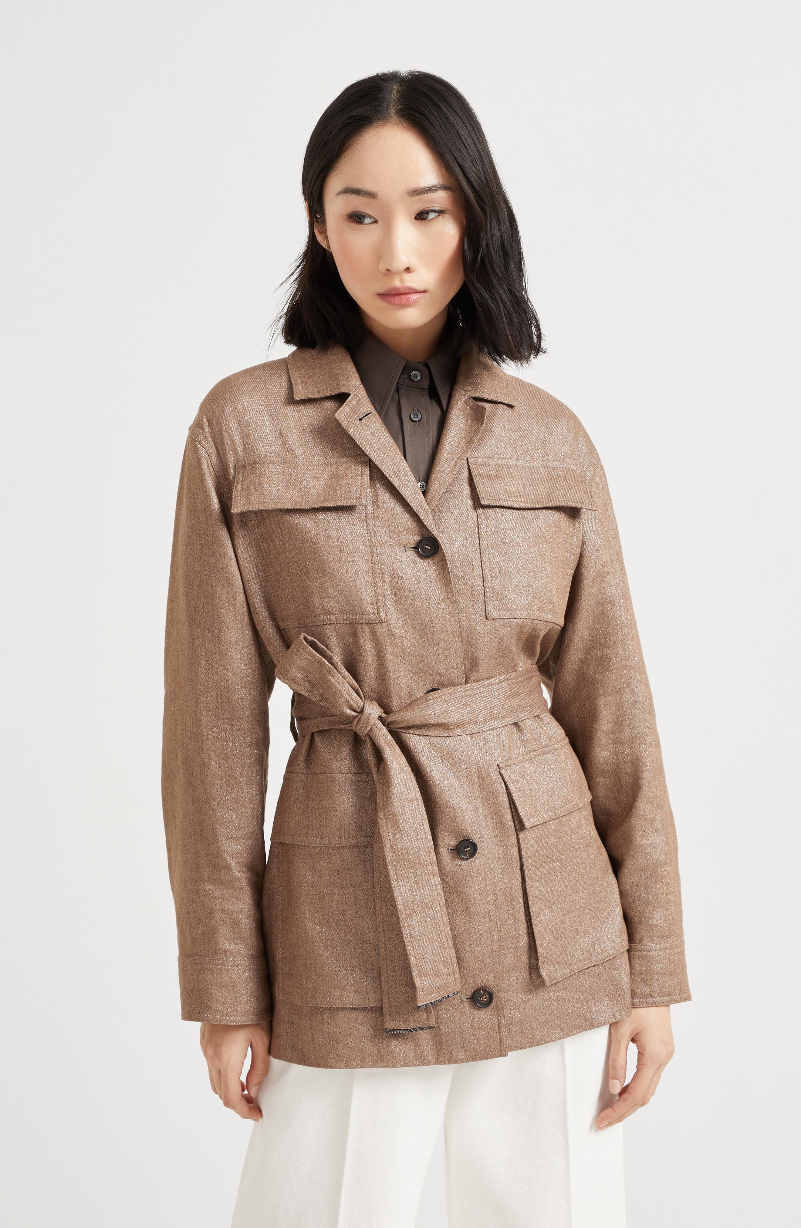 Brunello Cucinelli Sparkling twill Safari jacket in Hazelnut at Nordstrom - 2