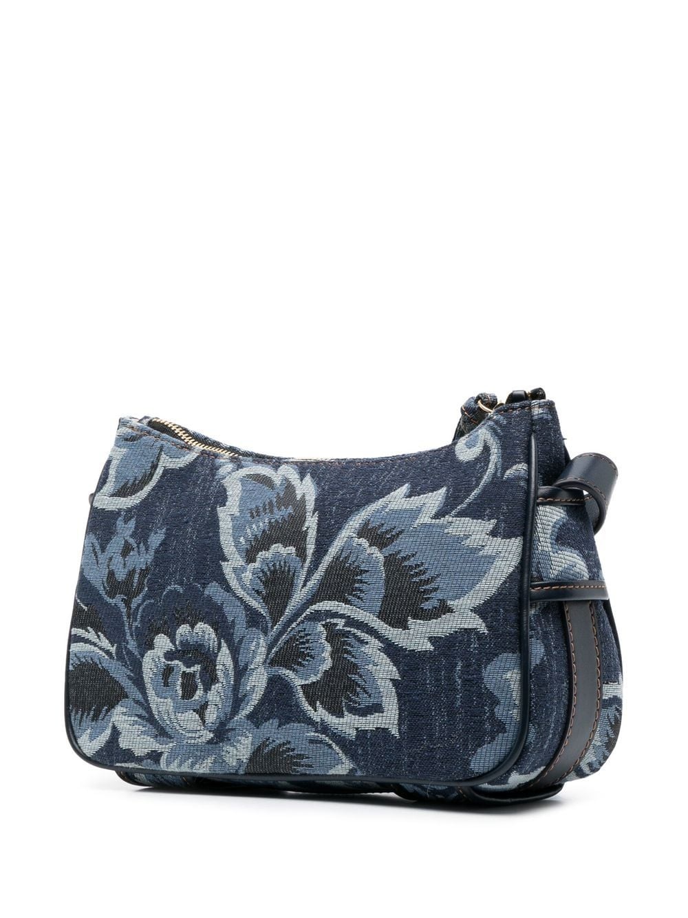 denim floral-print shoulder bag - 3