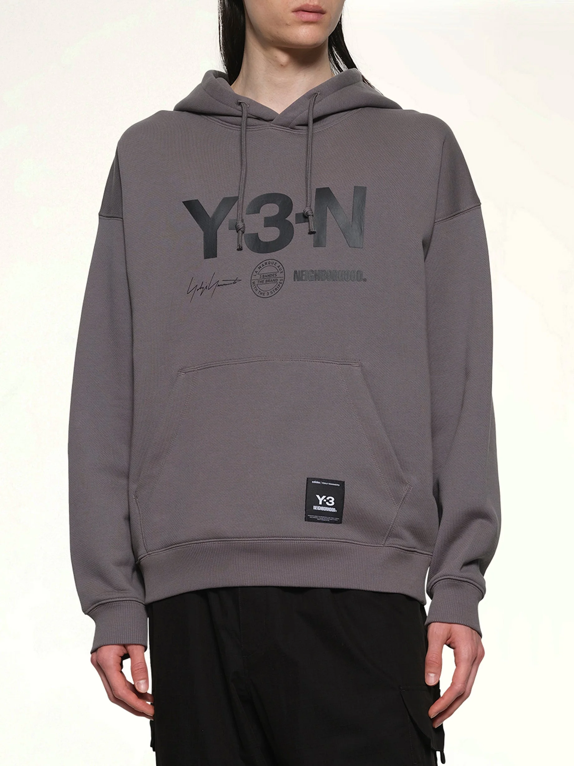 Y-3 X NBHD Graphic Hoodie in Granite - 1