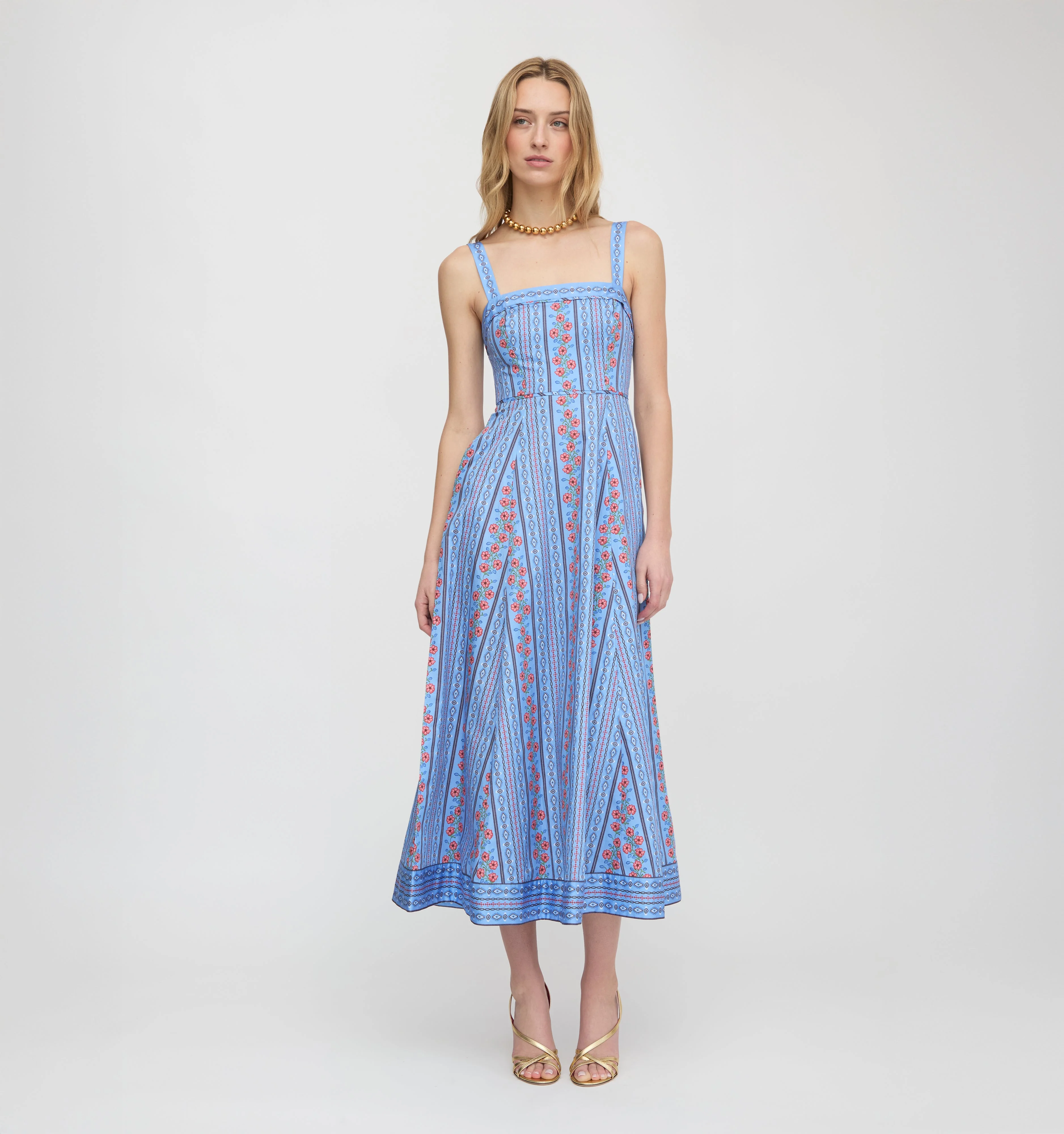 The Ezra Dress - Blue Floral Batik Stripe - 1