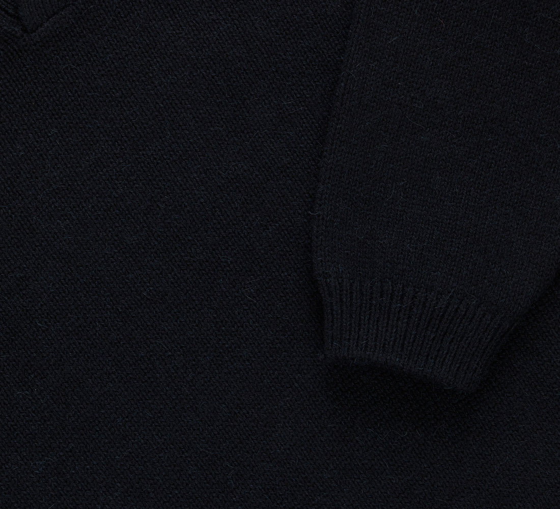 Long Sleeve Knit Polo - Black Alpaca - 4