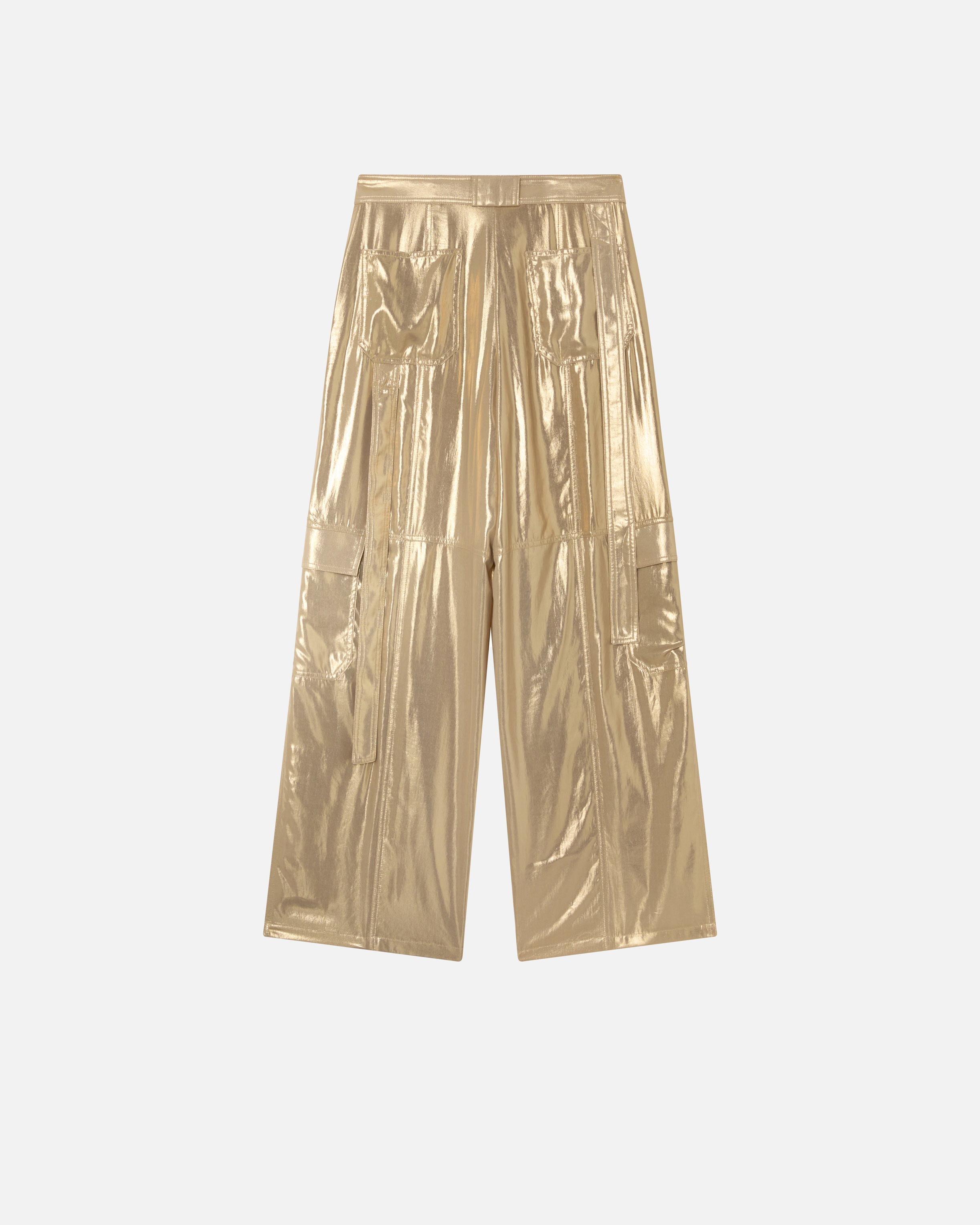 WIDE-LEG GOLDEN CARGO TROUSERS - 6