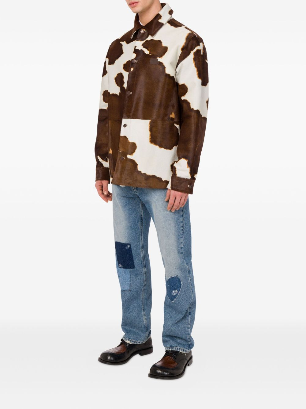 cow-print button-up jacket - 2