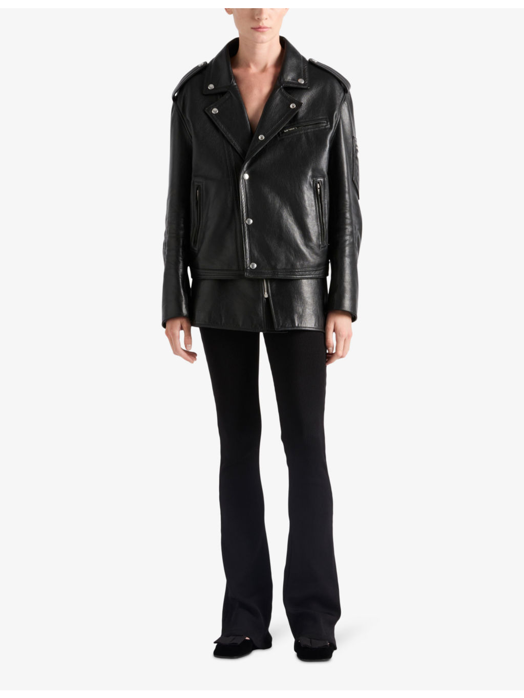 Vintage-treated leather biker jacket - 2