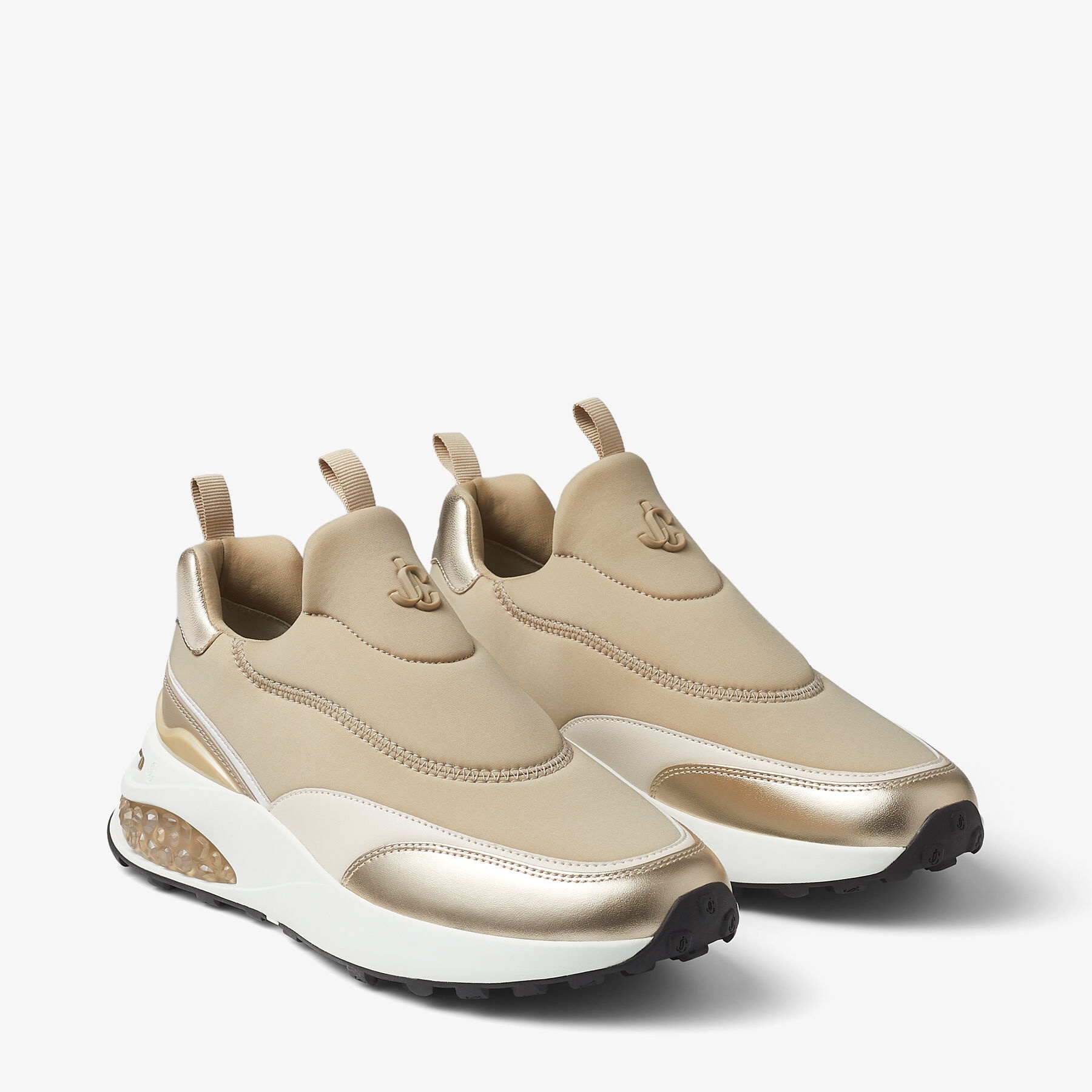 Memphis/F
Stone Neoprene and Champagne Leather Low-Top Trainers - 3