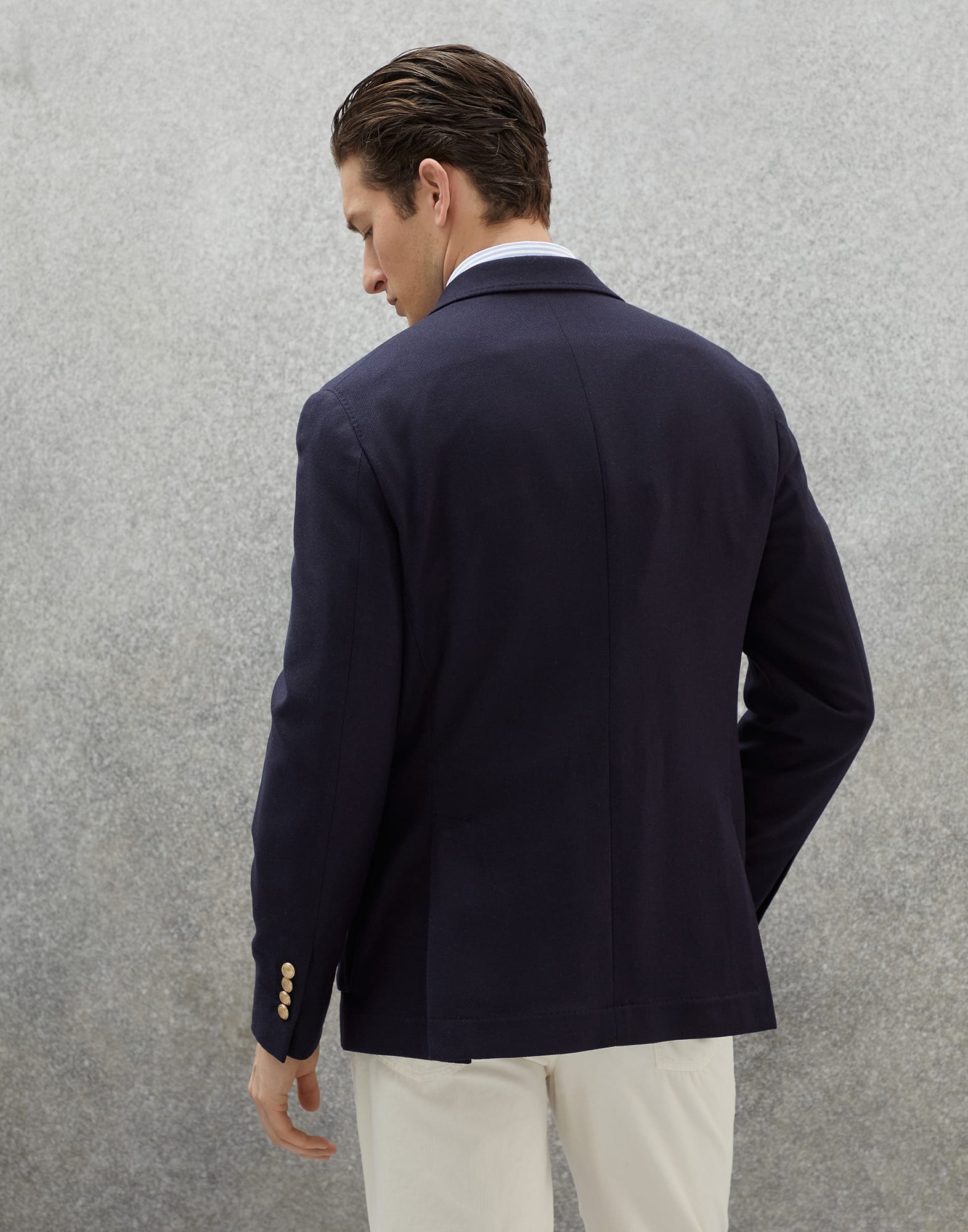 Deconstructed Jacket Gray Silk and Cashmere Twill