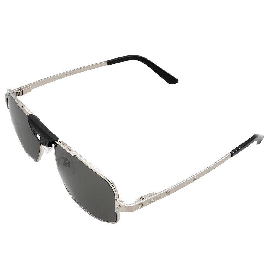 Cartier Cartier De Santos Polarized Grey Navigator Men's Sunglasses CT0295S 001 60 - 4