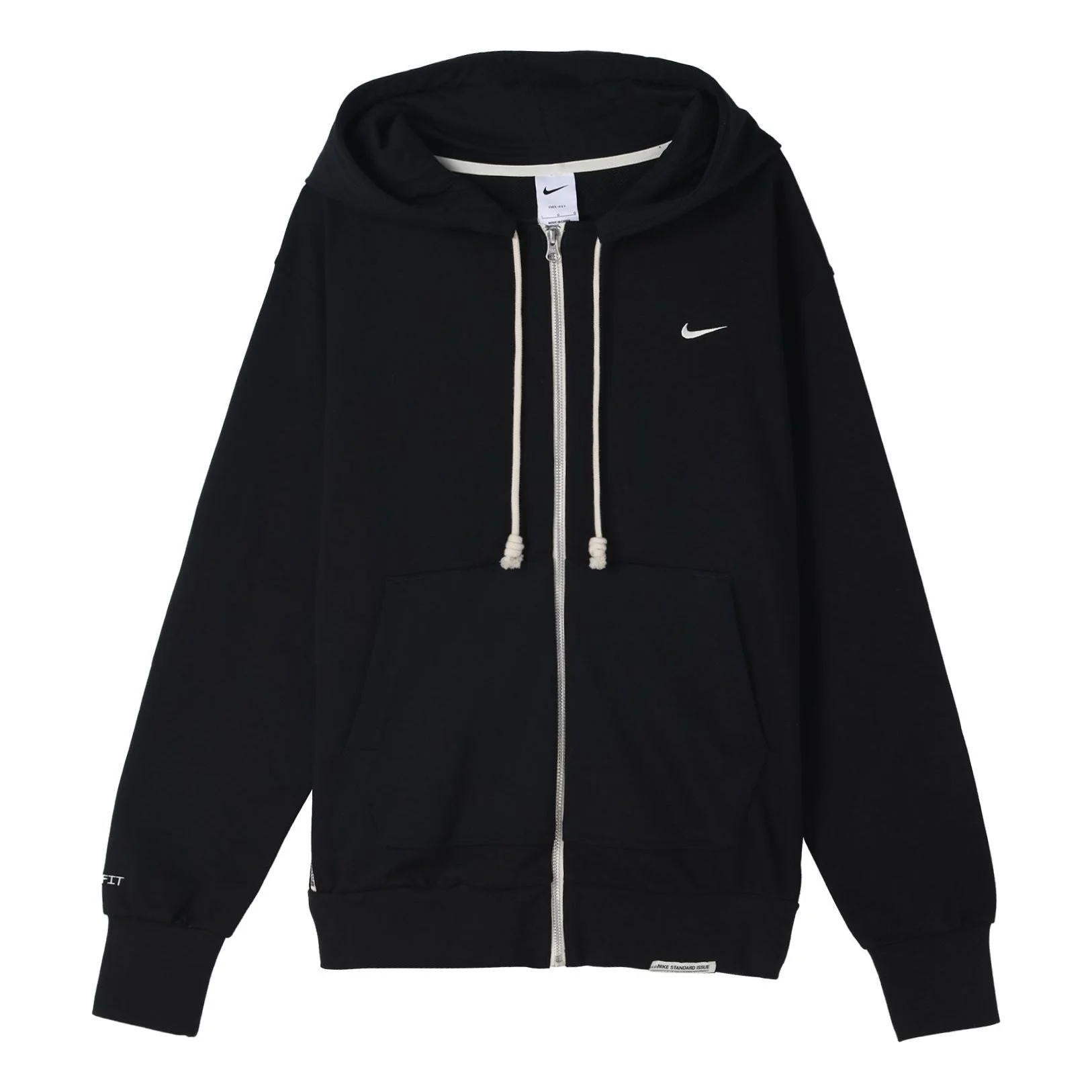 Men's Nike Solid Color Printing Logo Zipper Hooded Running Gym Jacket Black DQ5817-010 - 1