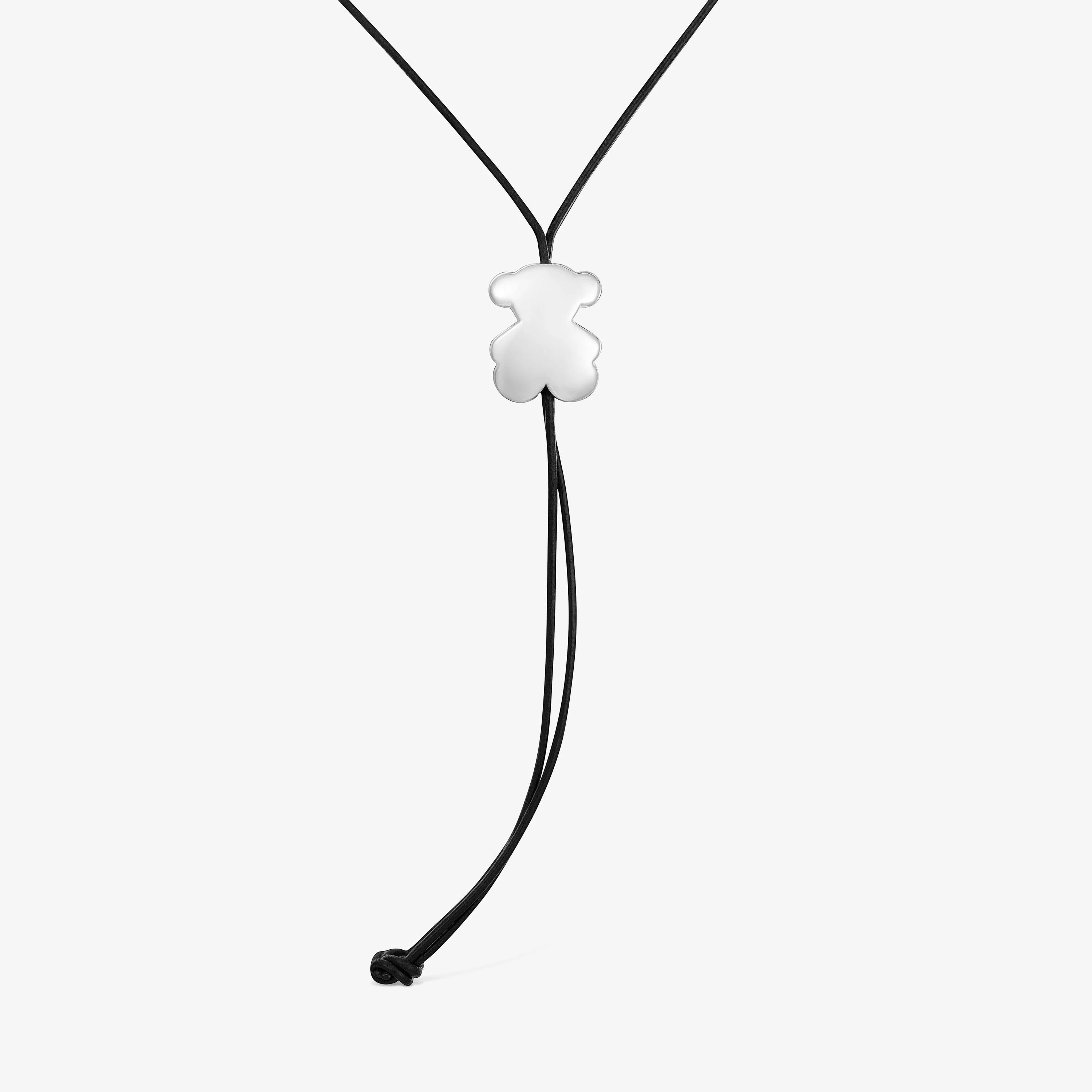 Long rubber Necklace with 30 mm silver bear TOUS Bold Motif - 1