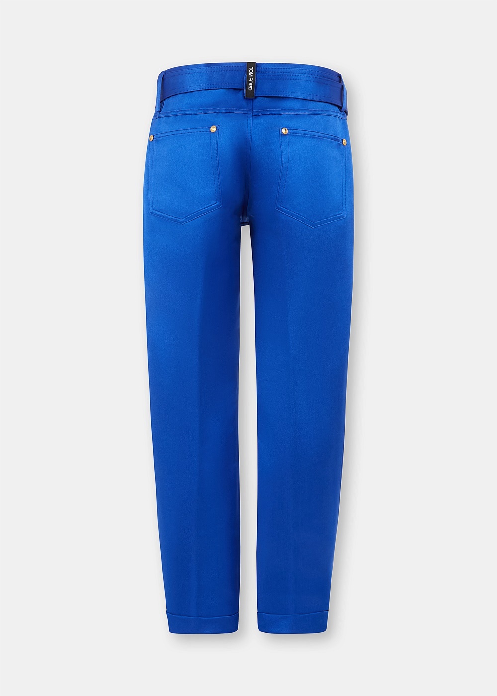 Cobalt Silk Duchesse Boyfriend Pants - 2