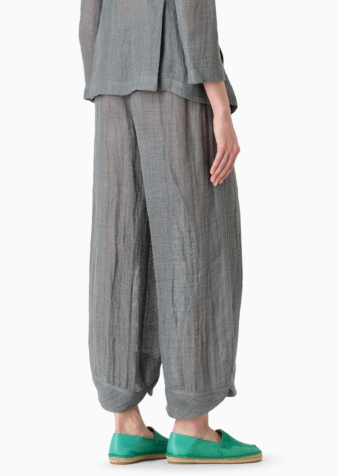 Wide linen-blend trousers - 3