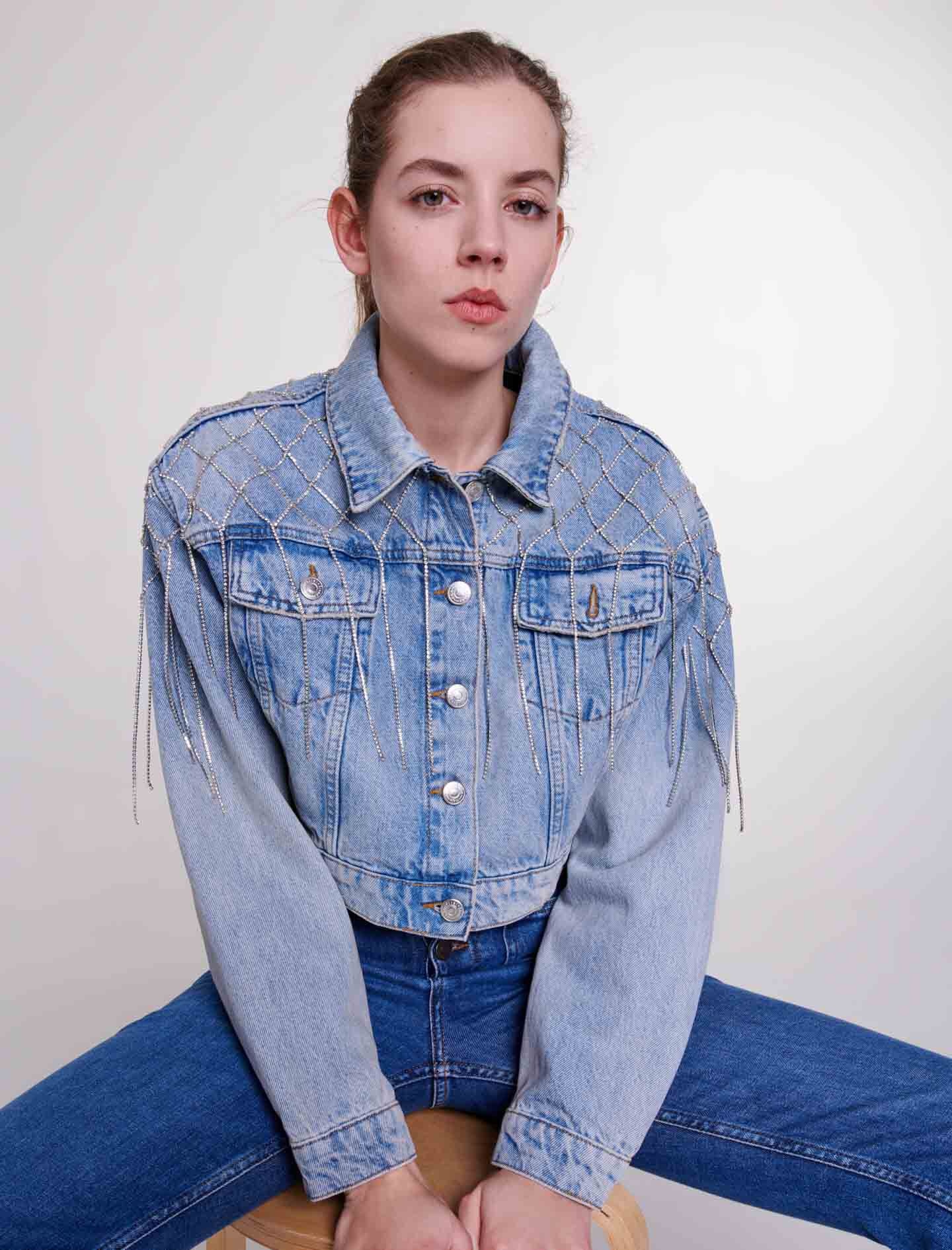 Denim jacket with rhinestones - 7