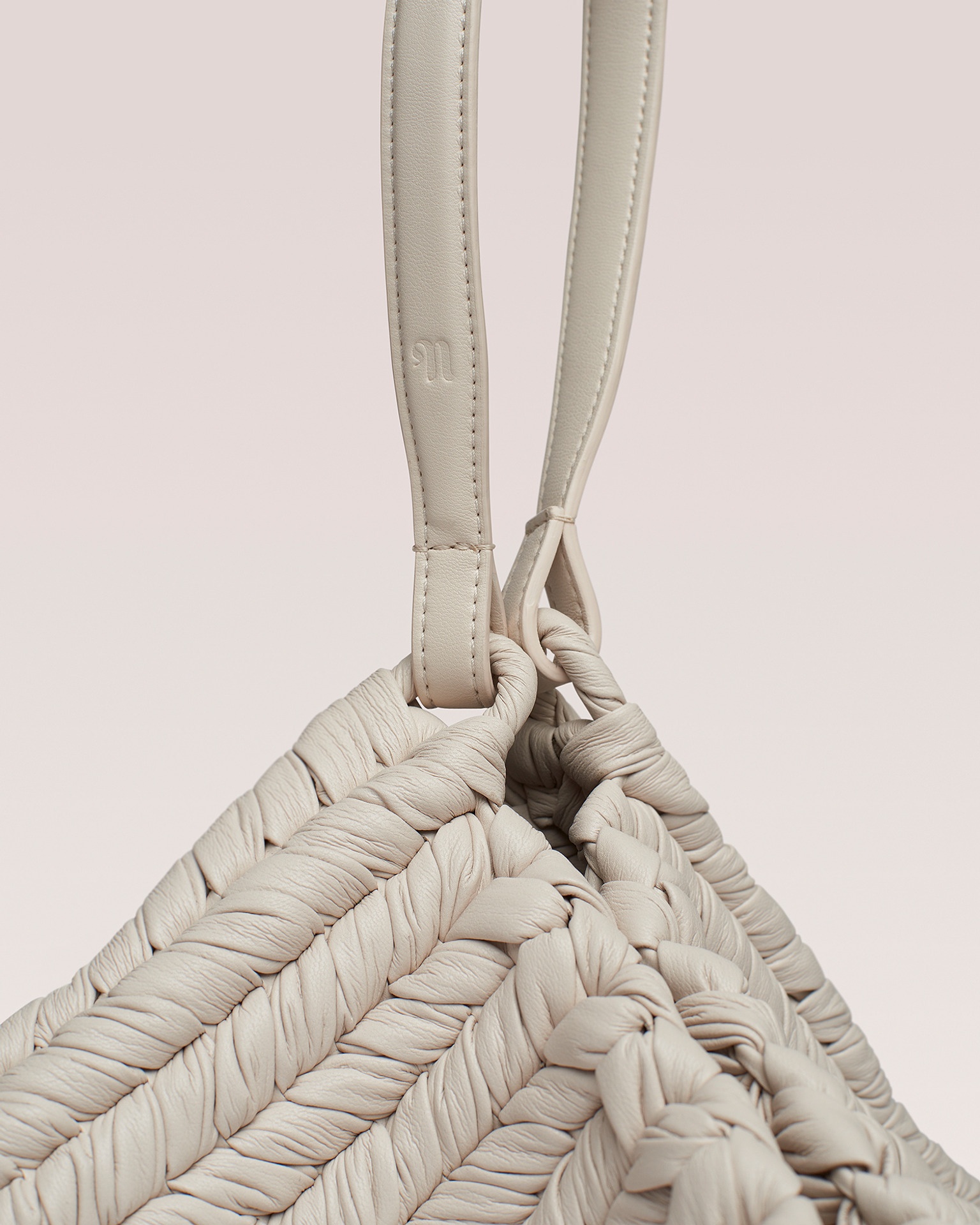 THE SQUARE BAG - Knitted leather tote bag - Off white - 5
