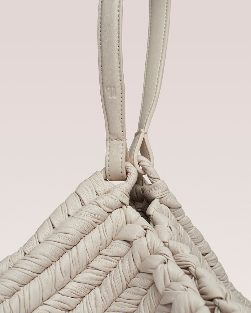 THE SQUARE BAG - Knitted leather tote bag - Off white 5