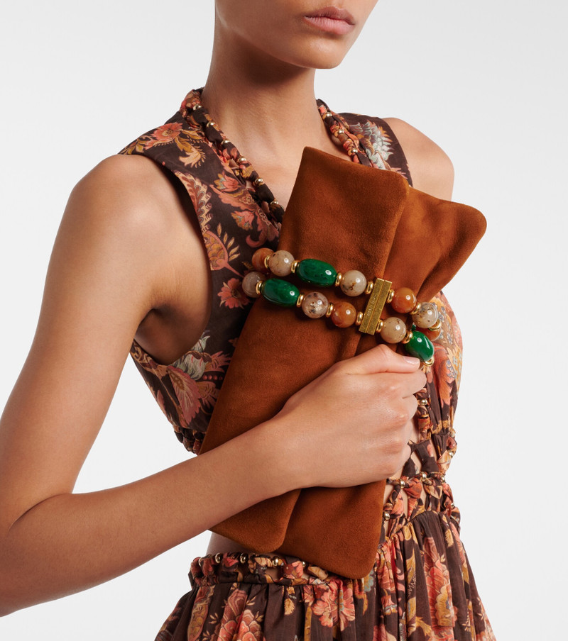 Zandra beaded suede clutch 2