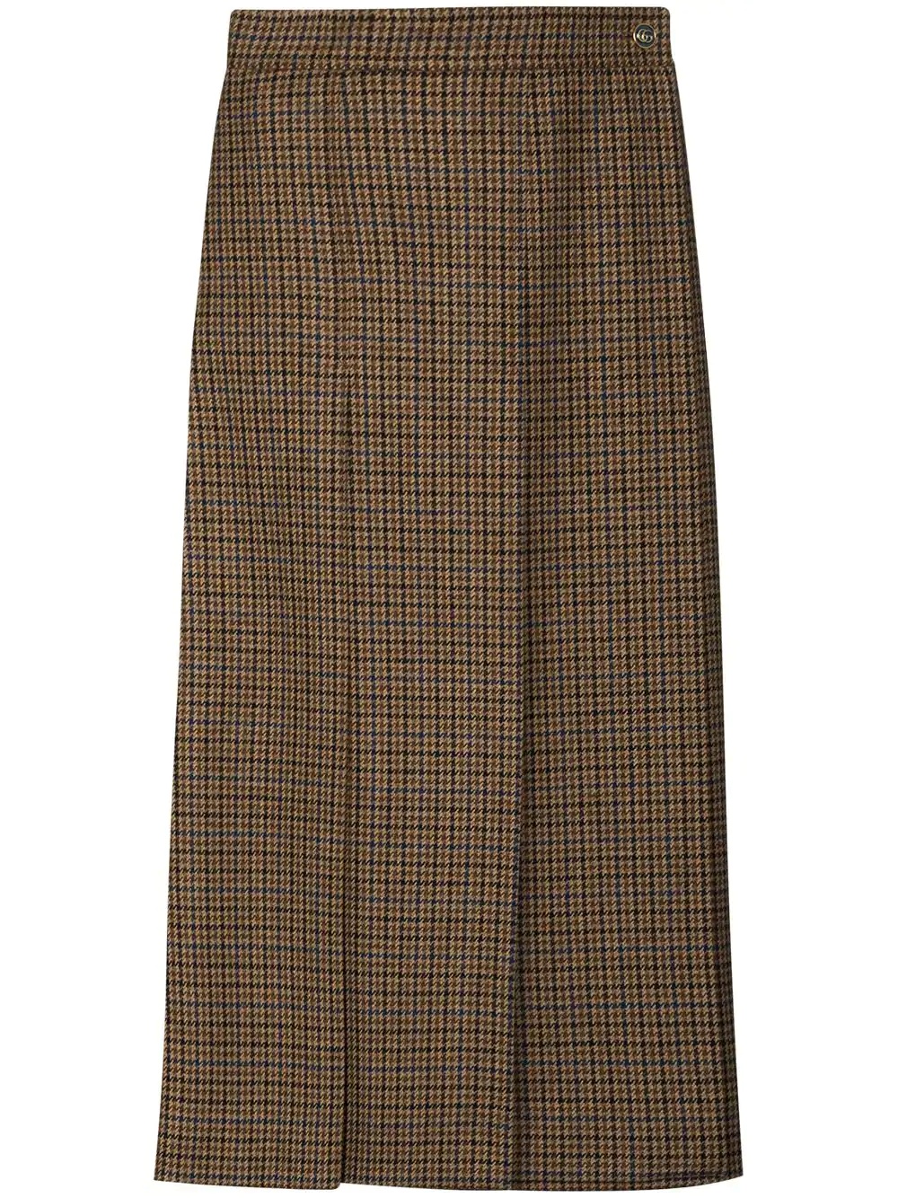 houndstooth knife-pleat midi skirt - 1