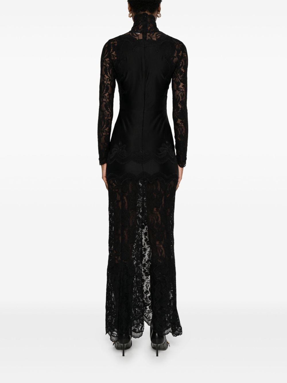 floral lace-appliqué maxi dress - 4