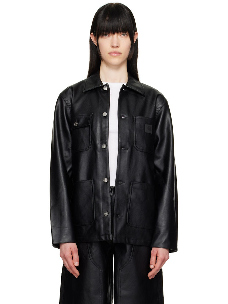 Black Michigan Faux-Leather Jacket 1
