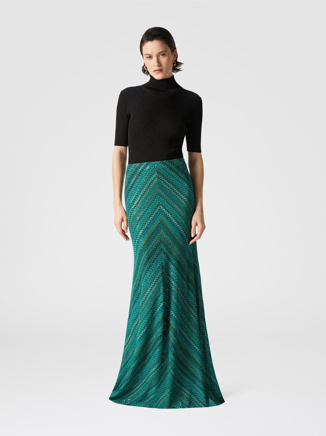 Long flared zig zag skirt with sequins - 2
