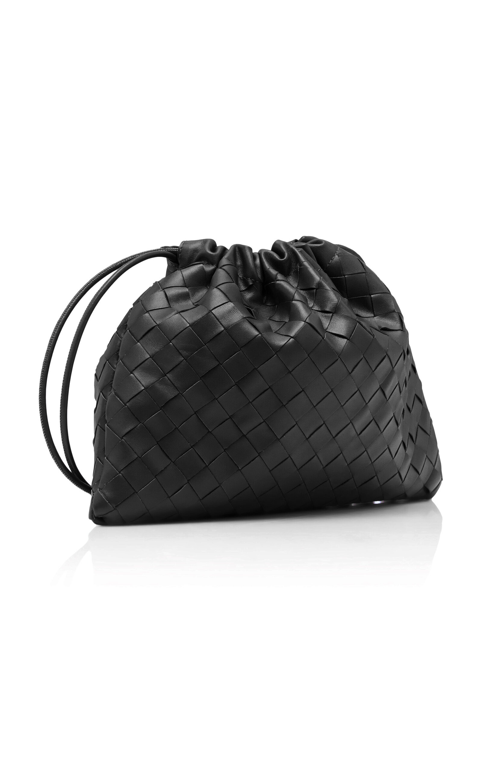 Medium Drawstring Intrecciato Leather Clutch black - 3