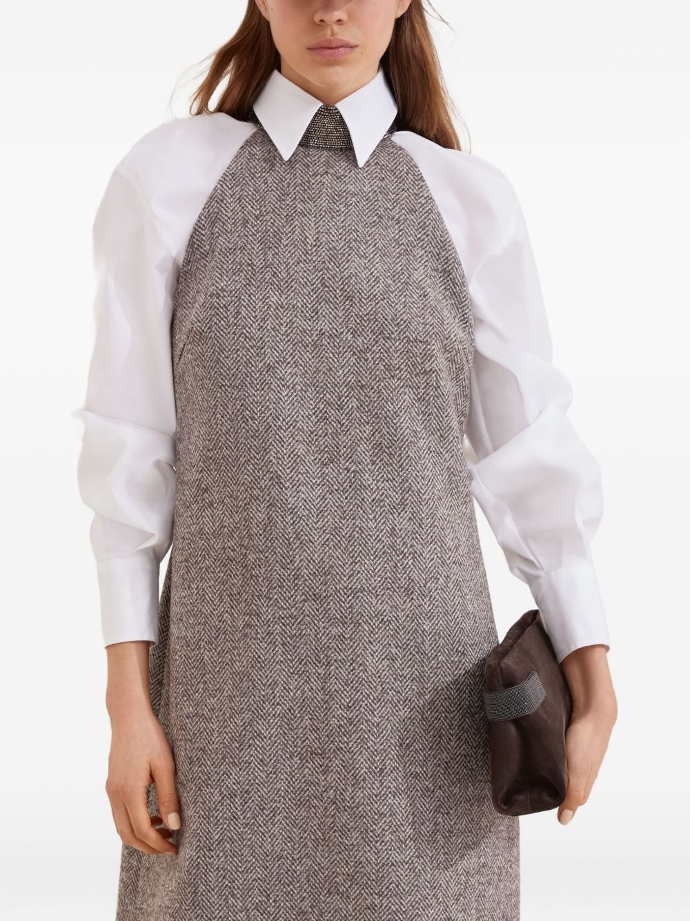halter-neck herringbone tweed dress - 4