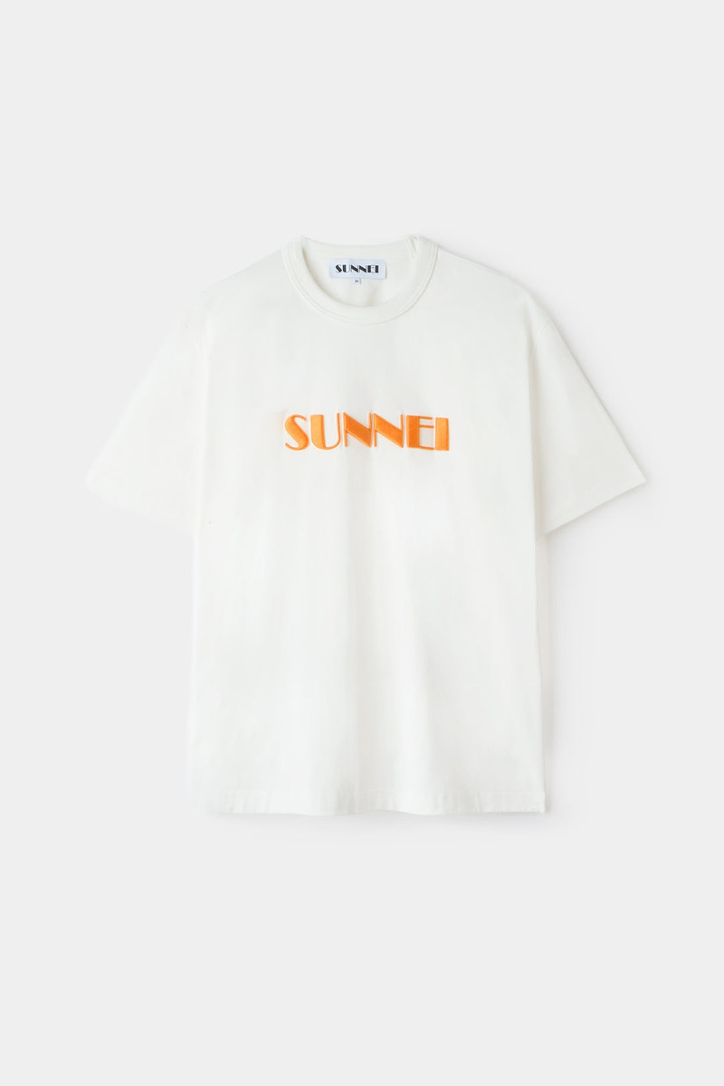 EMBROIDERED BIG LOGO T-SHIRT / off-white & peach 1