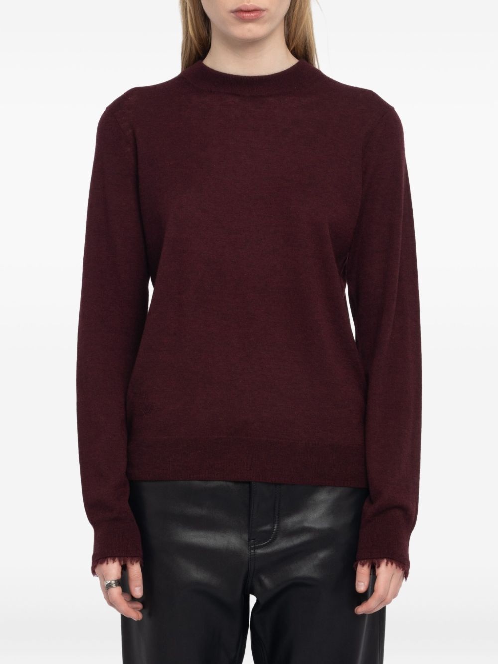 Ivy frayed-cuffs crew-neck sweater - 4