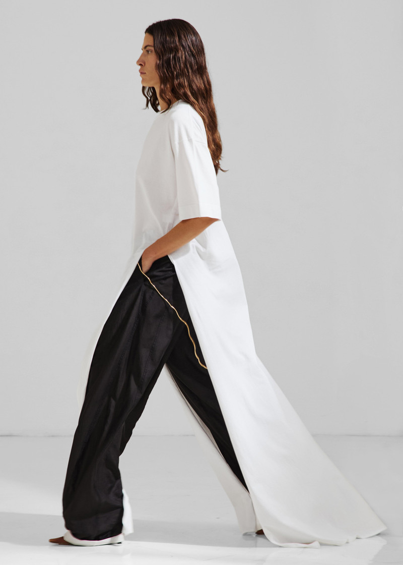 Darkpark Gia Oversized Long Tee With Splits - White 1