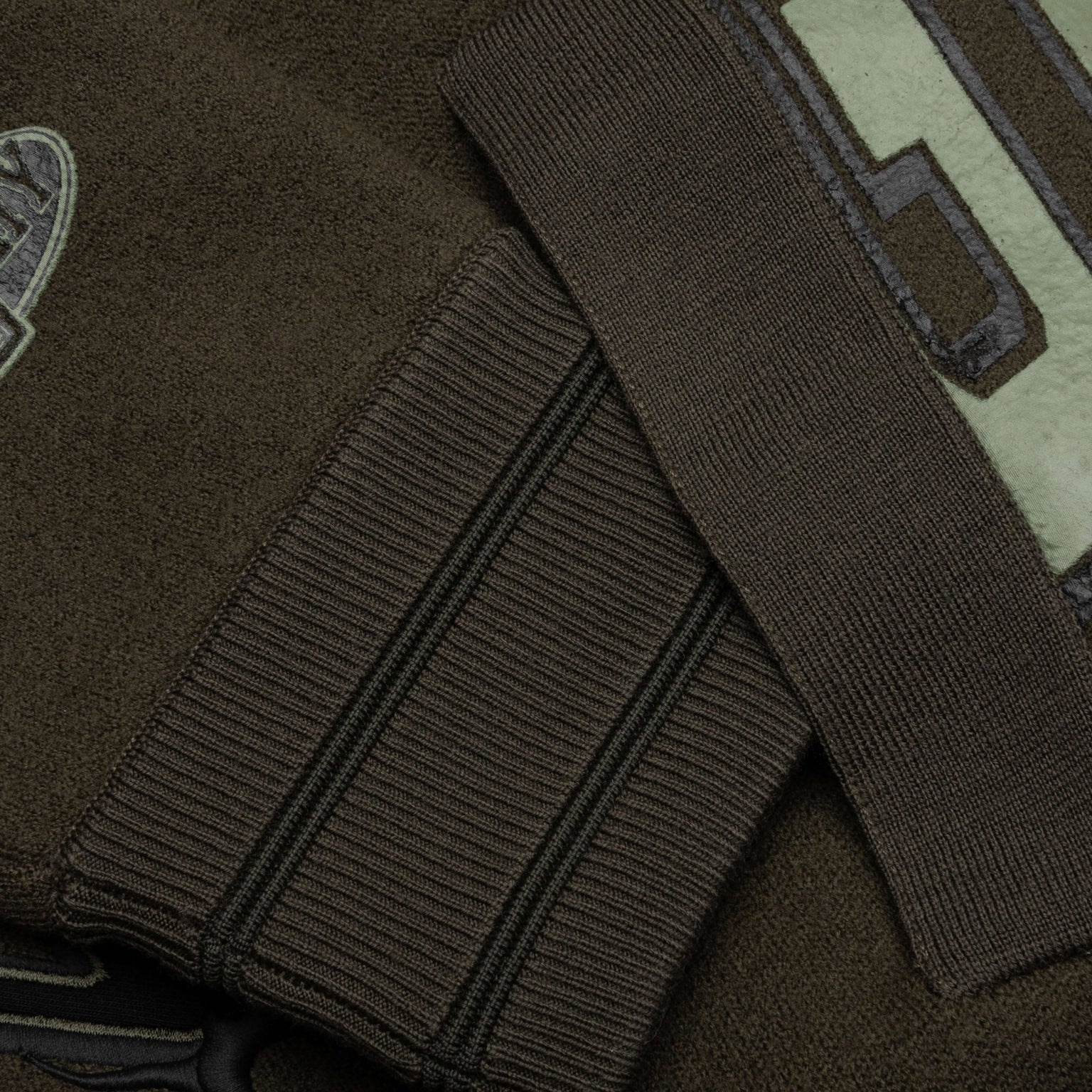 HOODED VARSITY JACKET - MILITARY GREEN - 5