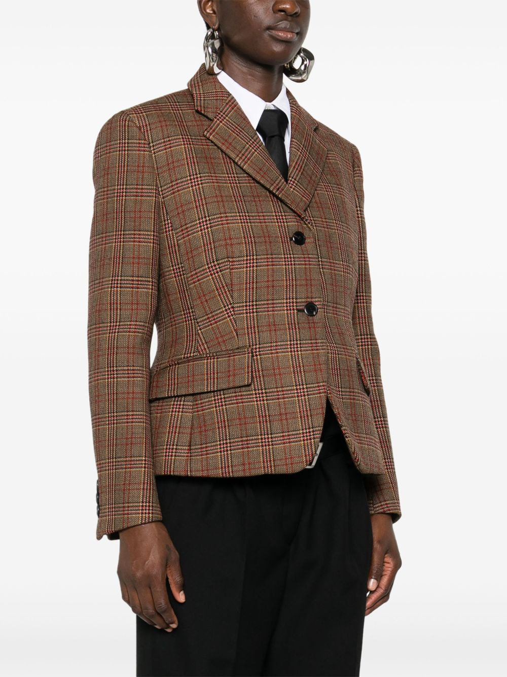 plaid-check blazer - 3