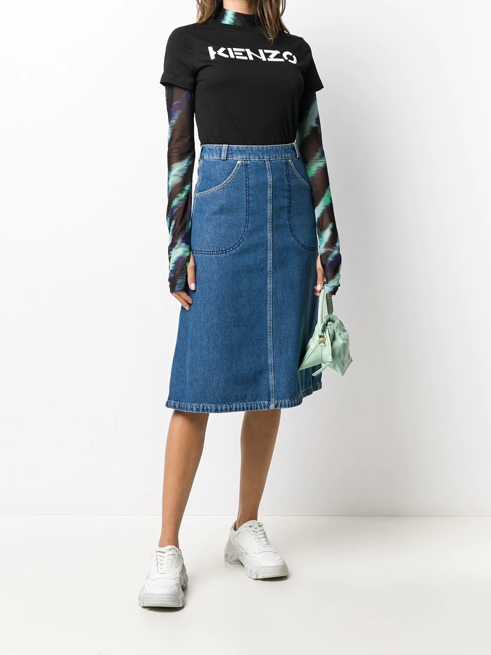 denim midi skirt - 2