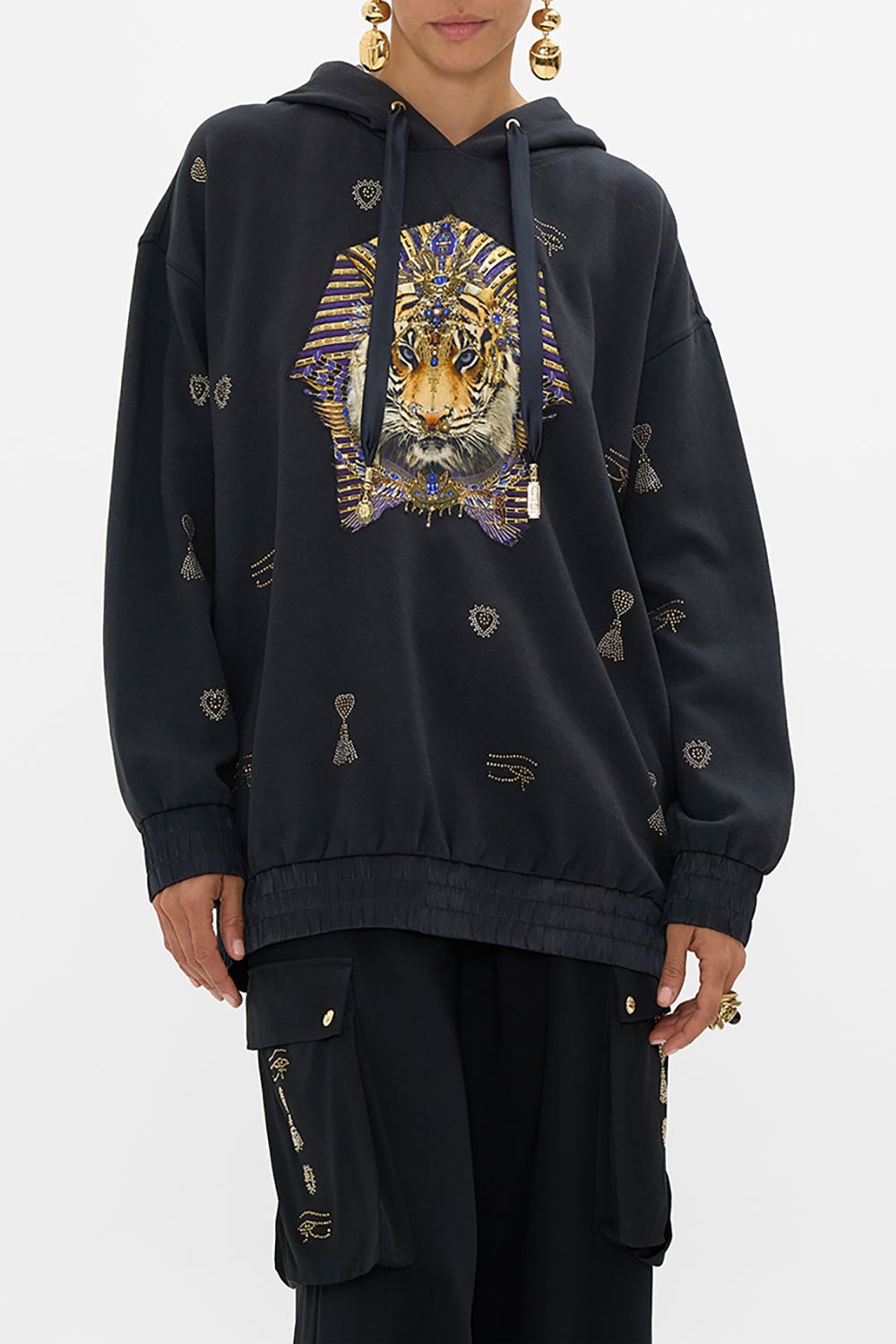SILK BAND OVERSIZED HOODIE WITH POCKETS - 5