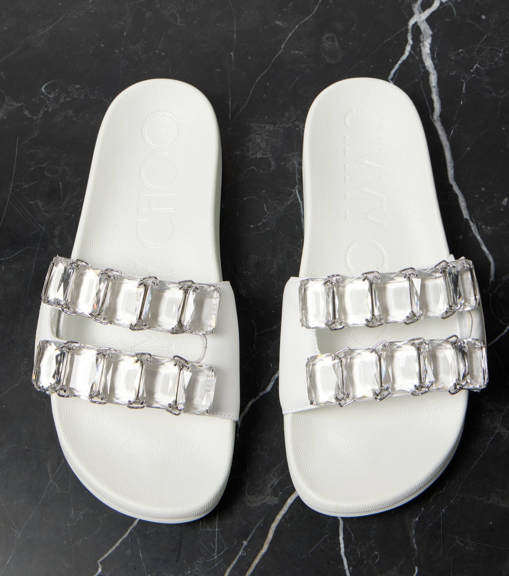 Fitz Crystal embellished leather slides - 5