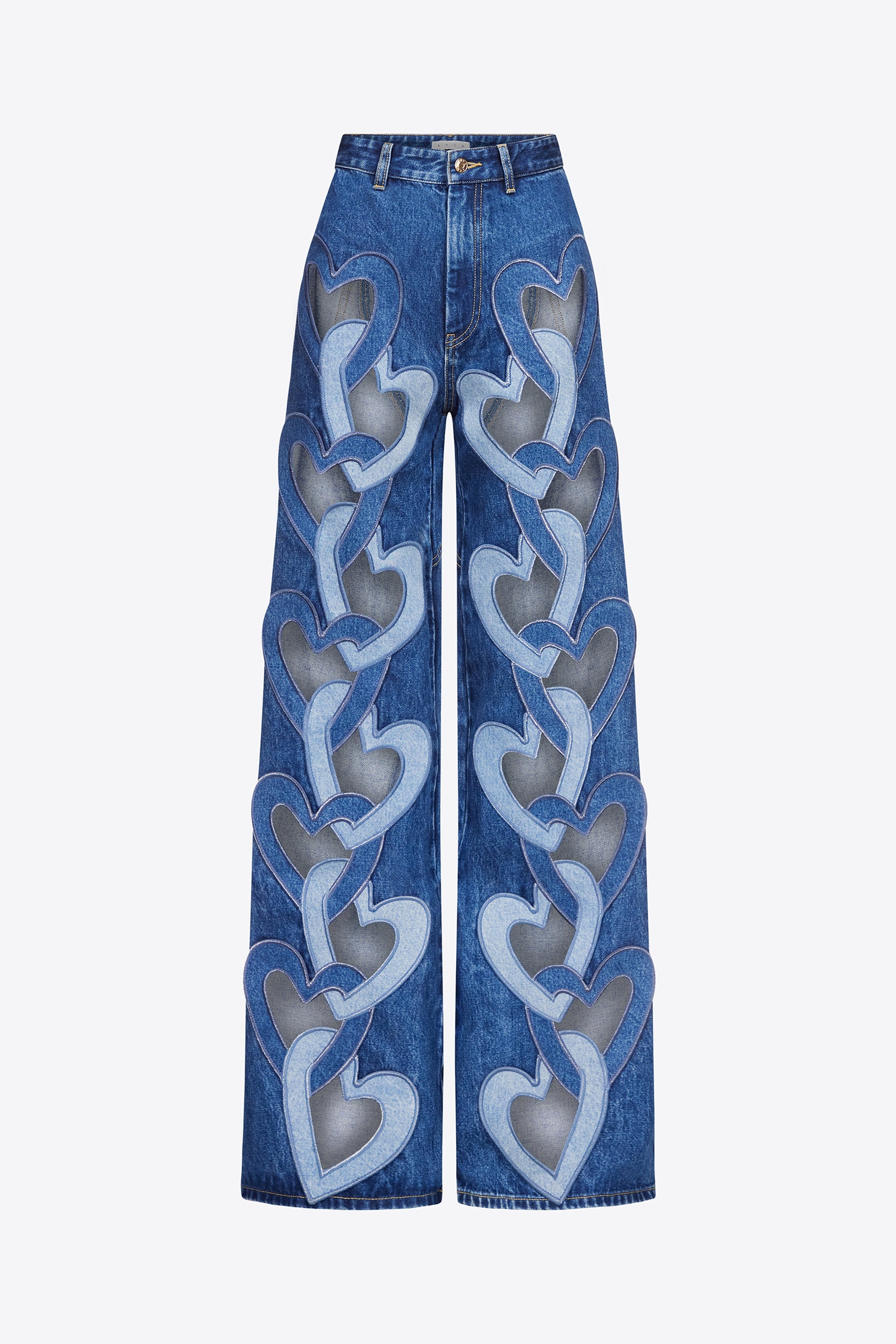 HEART CUTOUT WIDE LEG JEAN - 1