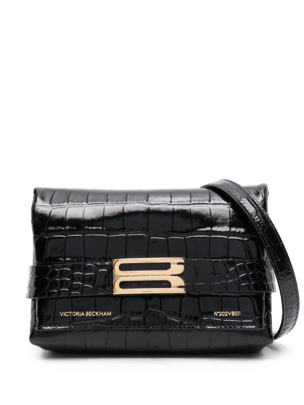 Frame embossed-crocodile crossbody bag - 1