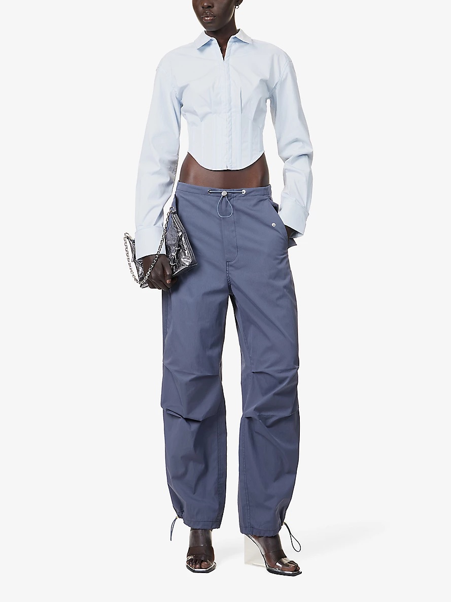 Parachute wide-leg mid-rise cotton-blend trousers - 2