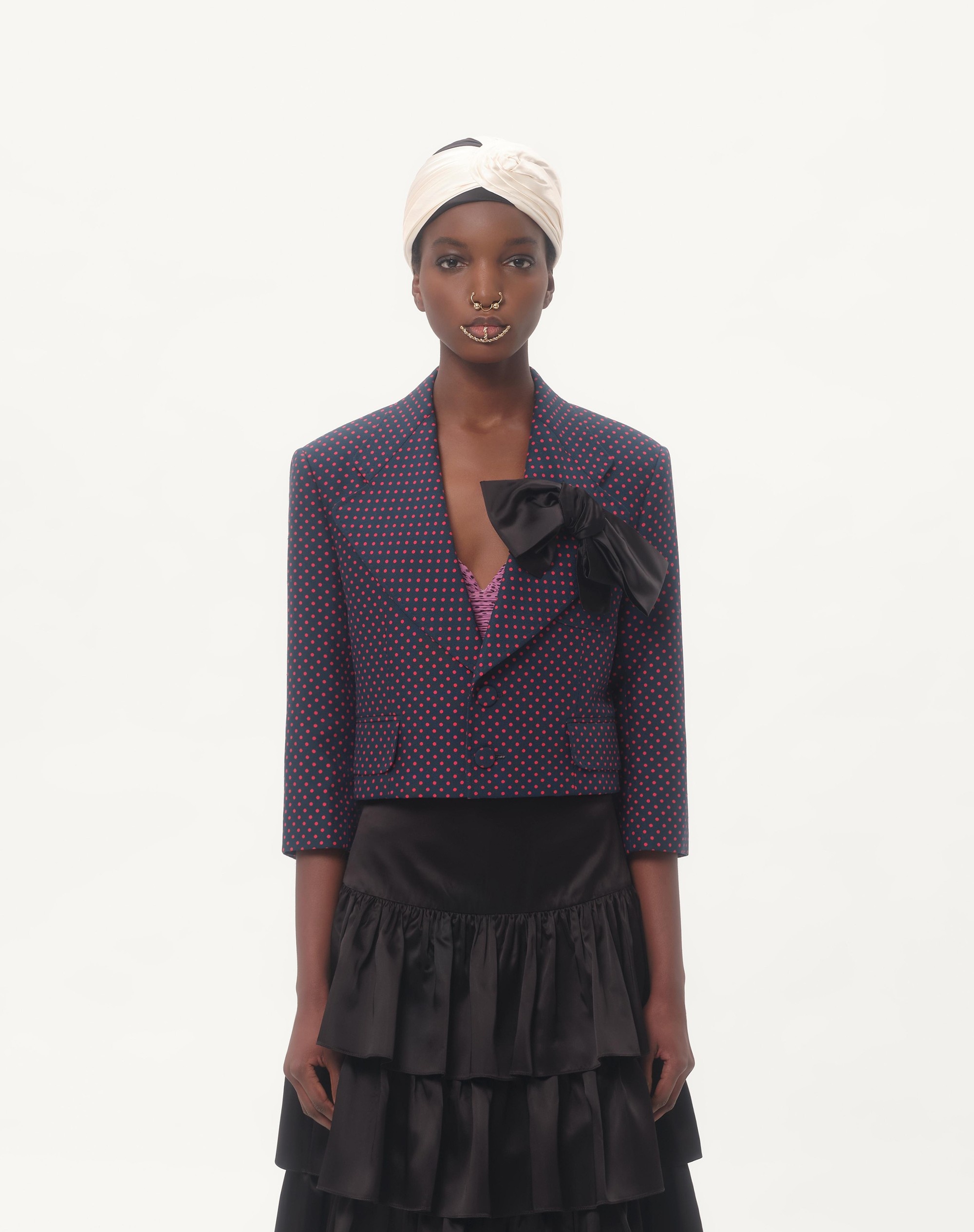 SHANTUNG JACKET WITH PLUSDEPOIS PRINT WITH BOW - 6