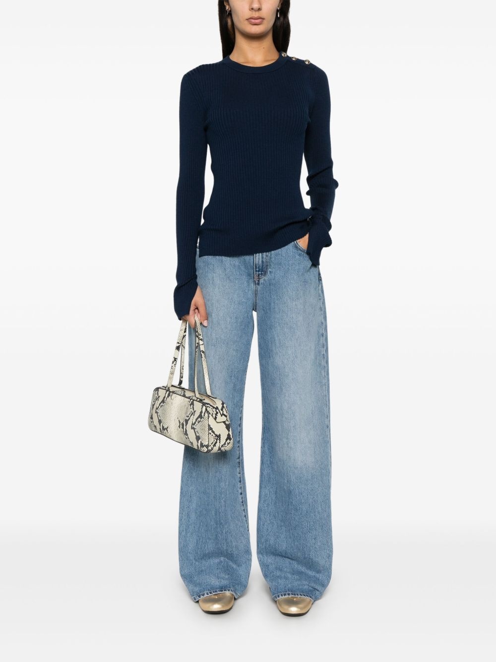 buttoned-shoulder sweater - 2