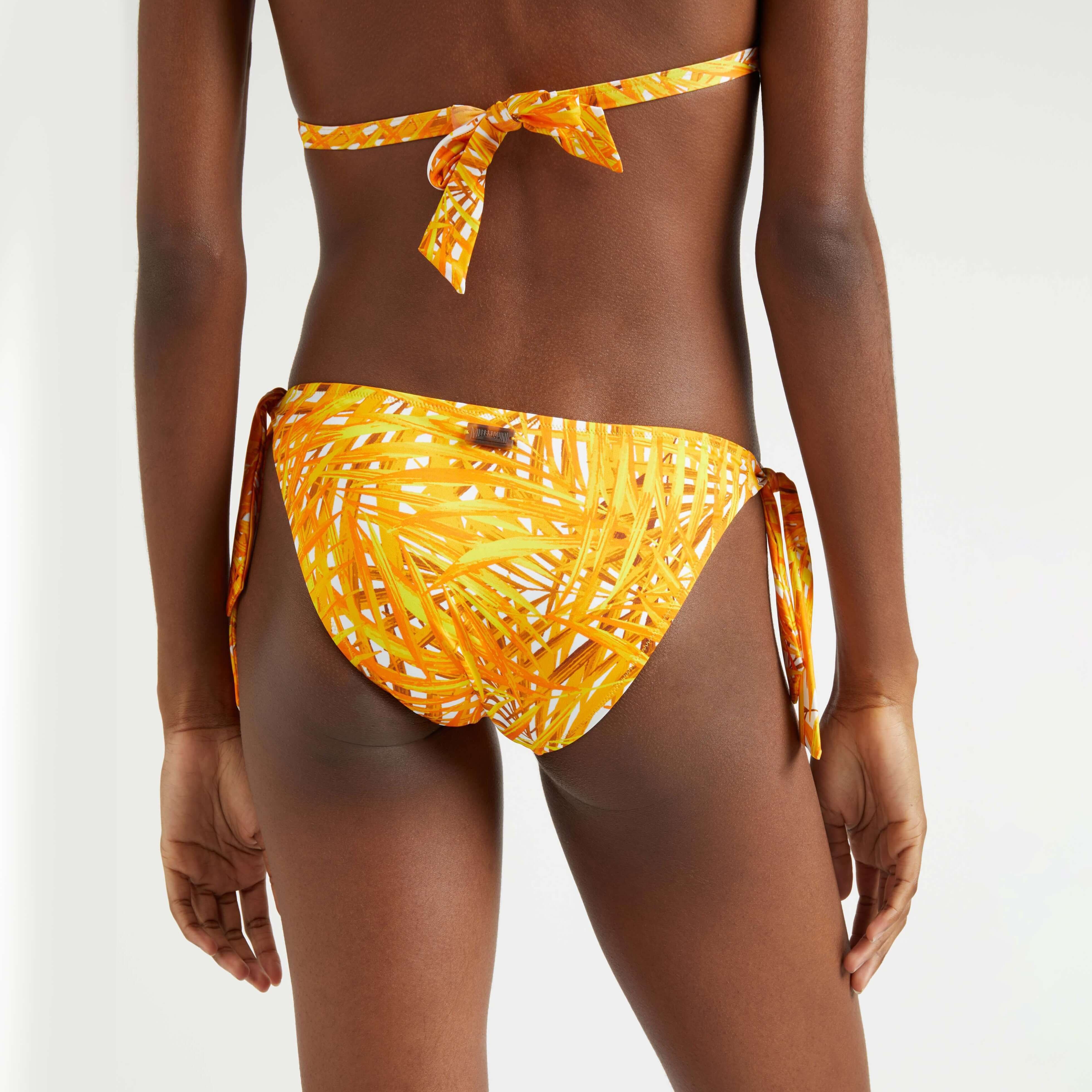 Women Side Tie Bikini Bottom Palm Leaves - 5
