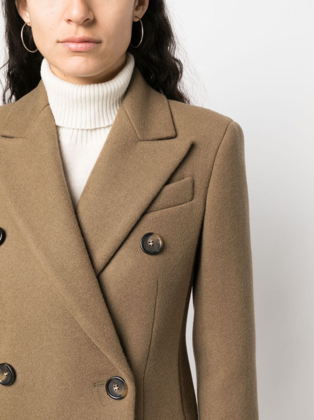 double-breasted wool-cashmere coat - 5