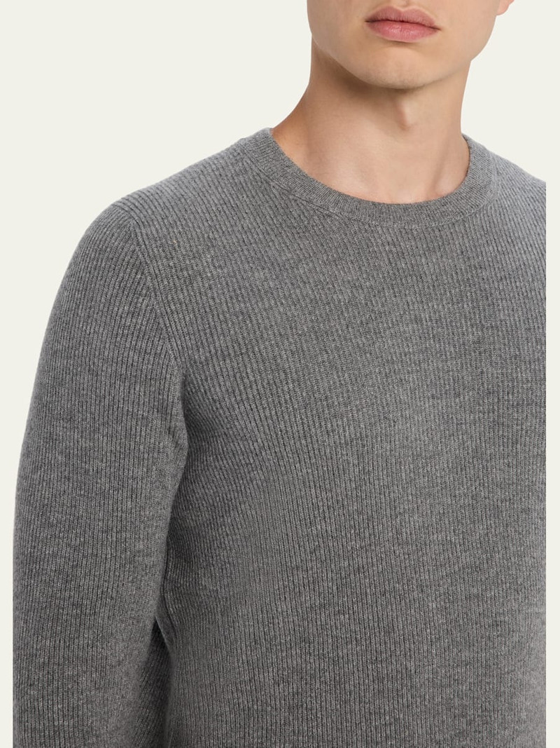 Men's Cashmere English Rib Crewneck Sweater 5