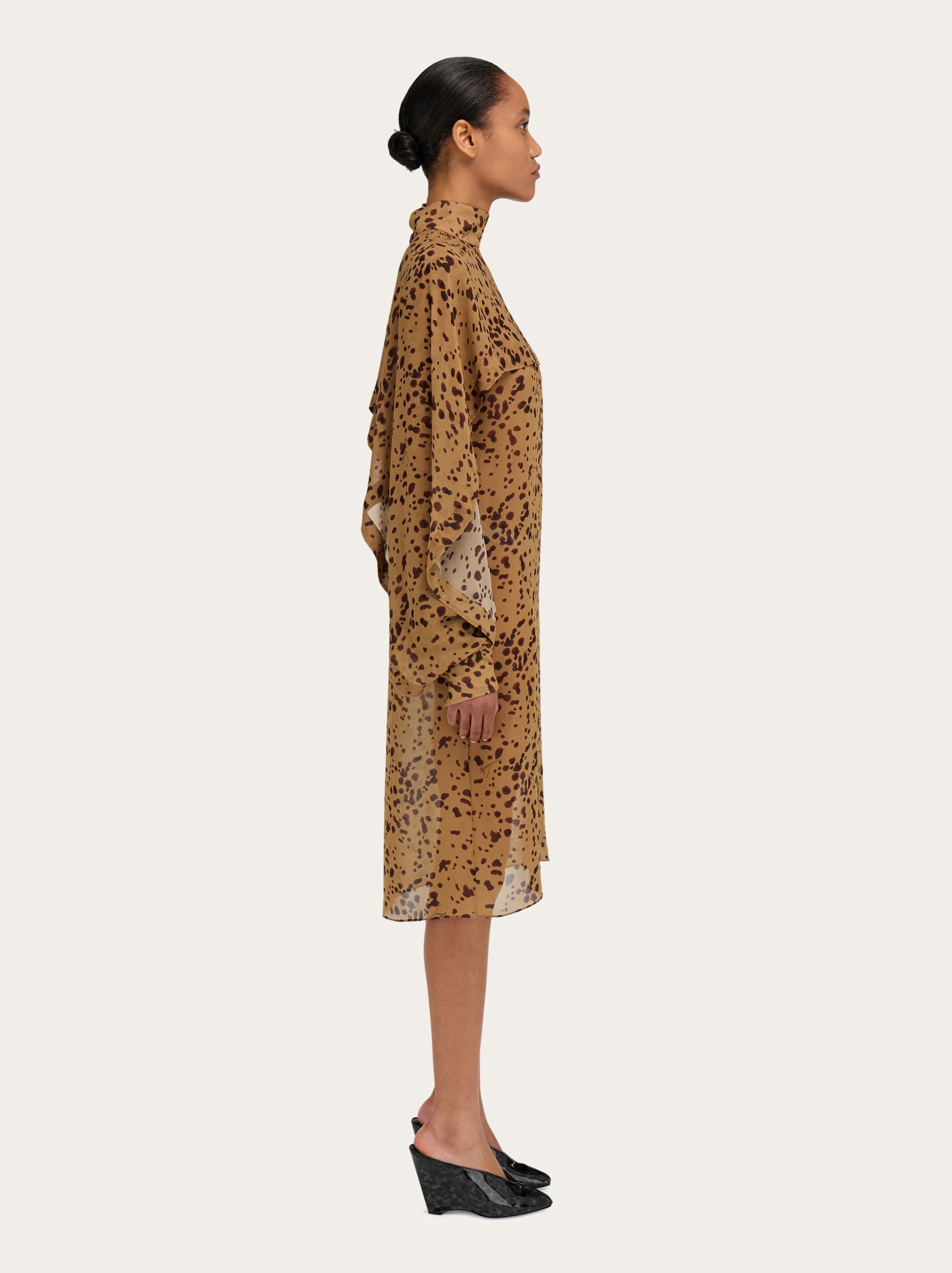 Silk dress with orchid print - 3