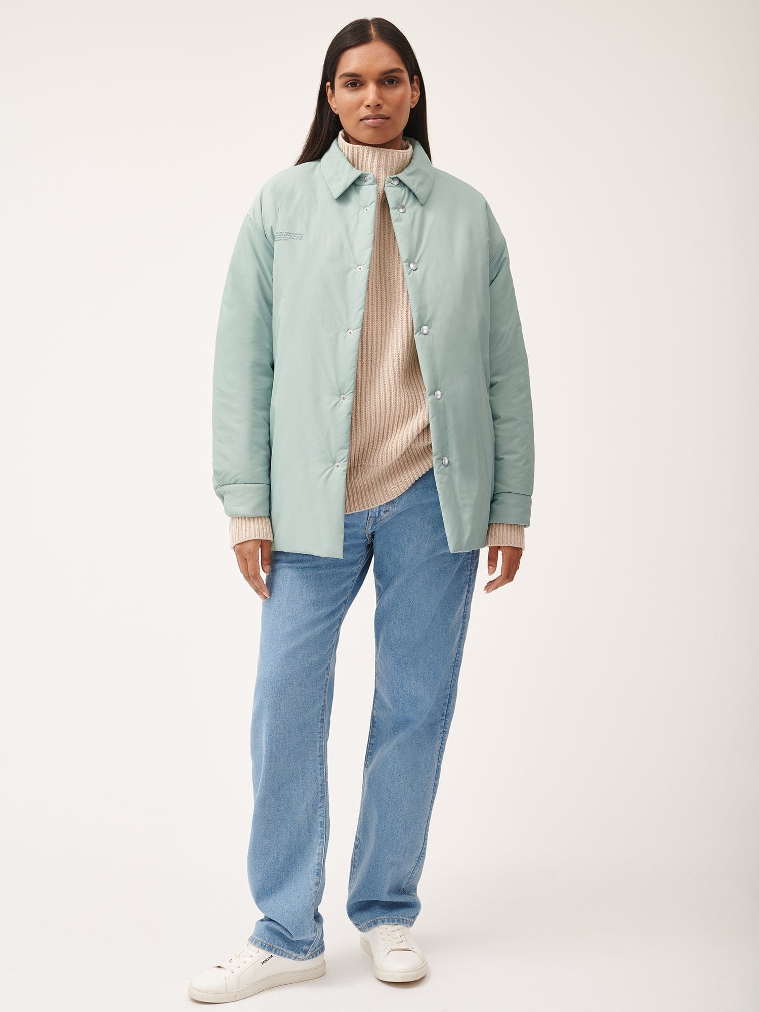 Womens Flower-Warmth Padded Overshirt - Eucalyptus Blue - 4