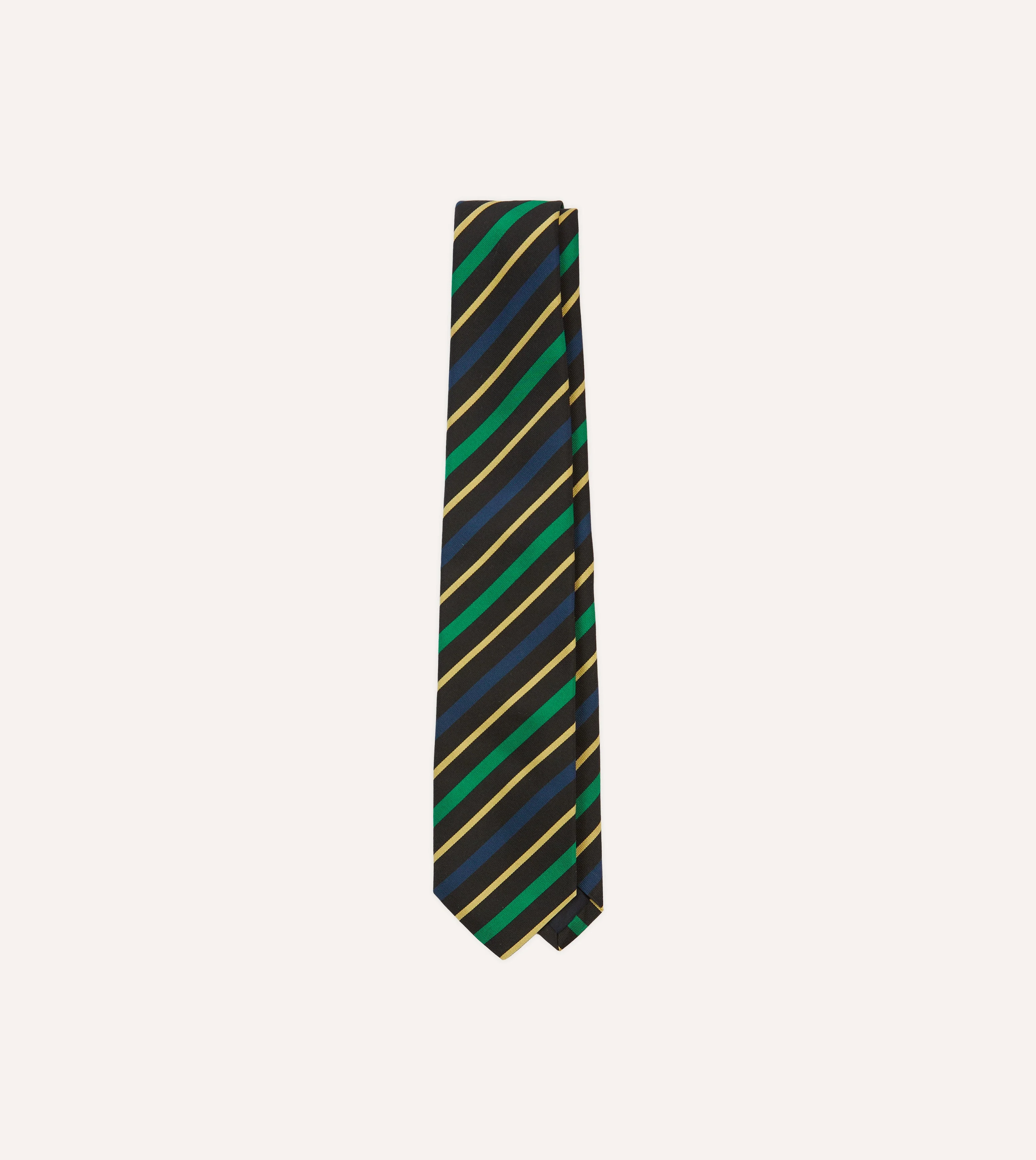 Black, Blue, Green and Yellow Multi Stripe Mogador Silk Tipped Tie - 1